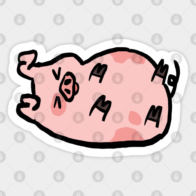 Cute Cartoon Piggy Rolling in Bliss Sticker by Porkzby